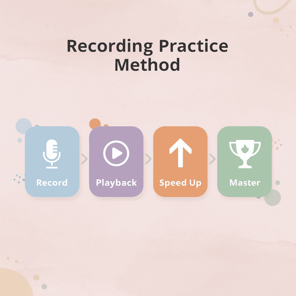 Process flow showing recording practice method steps