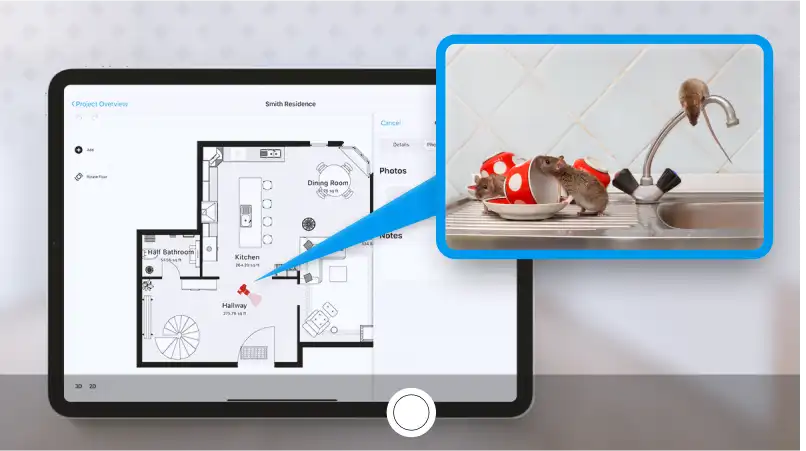 magic plan floor plan with a pest location marked inside a residential layout