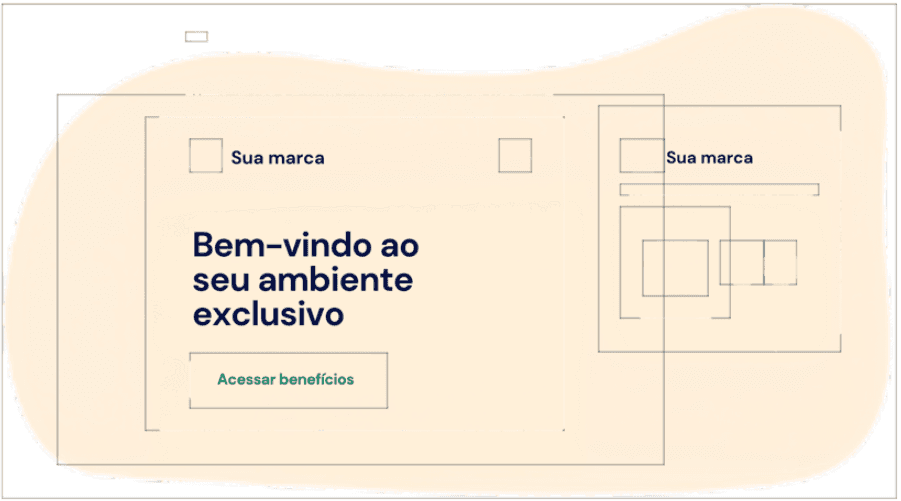 Ambiente exclusivo personalizado com a marca do parceiro