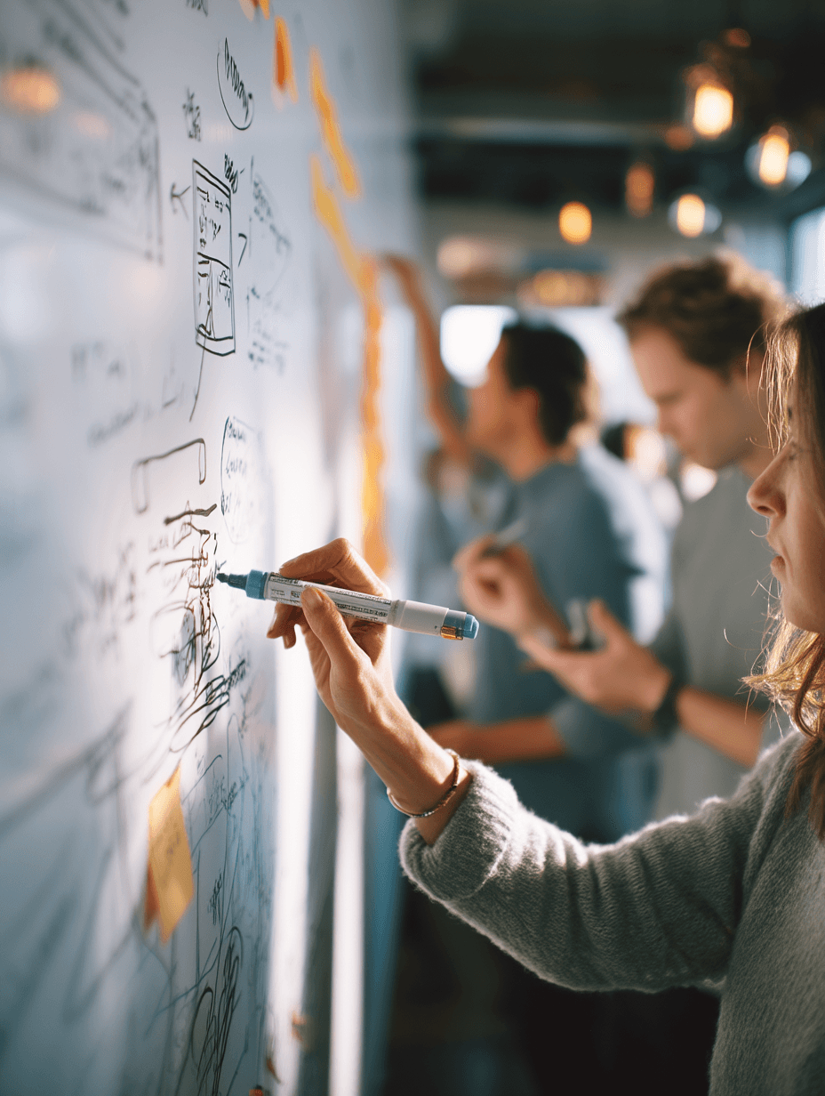 woman sitting around table holding tablet