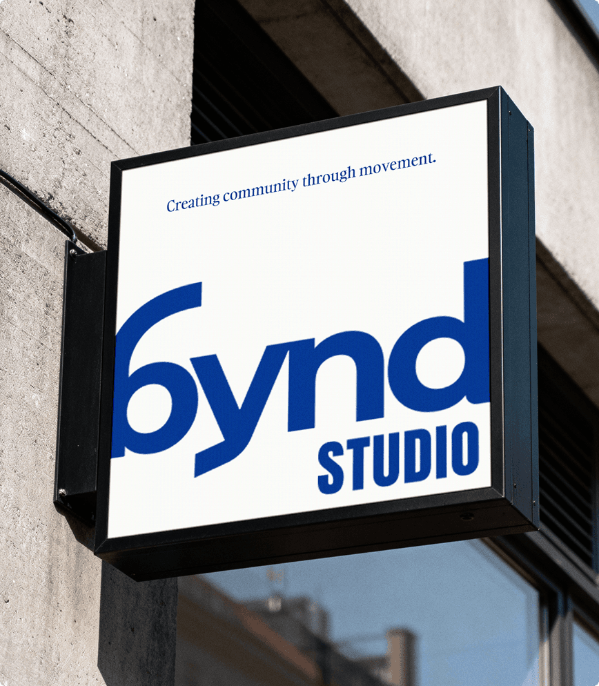 bynd studio on a business front sign