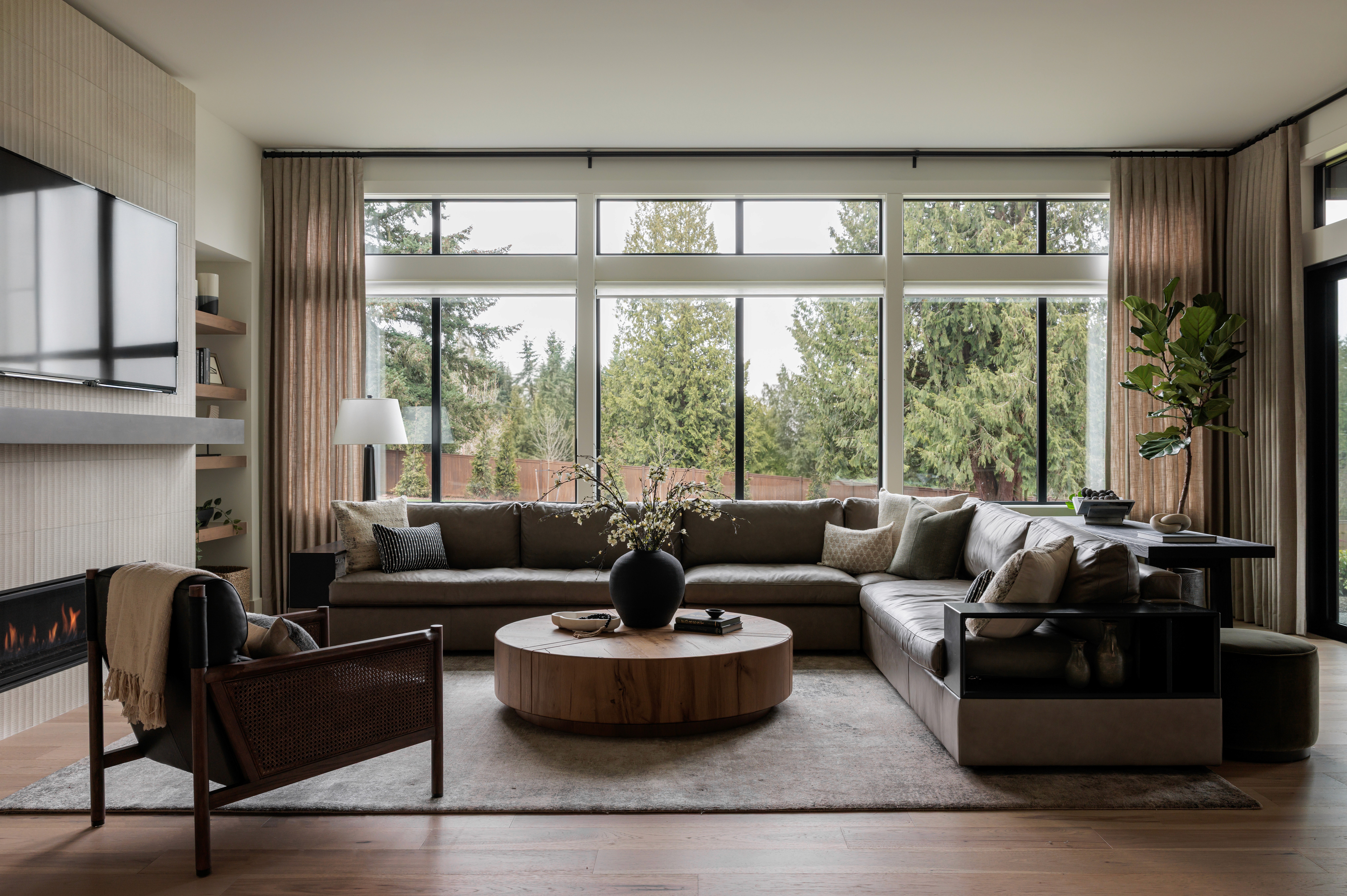 The the living room was organized by Elegant Simplicity a professional design and organizing firm in Bellevue, Washington.