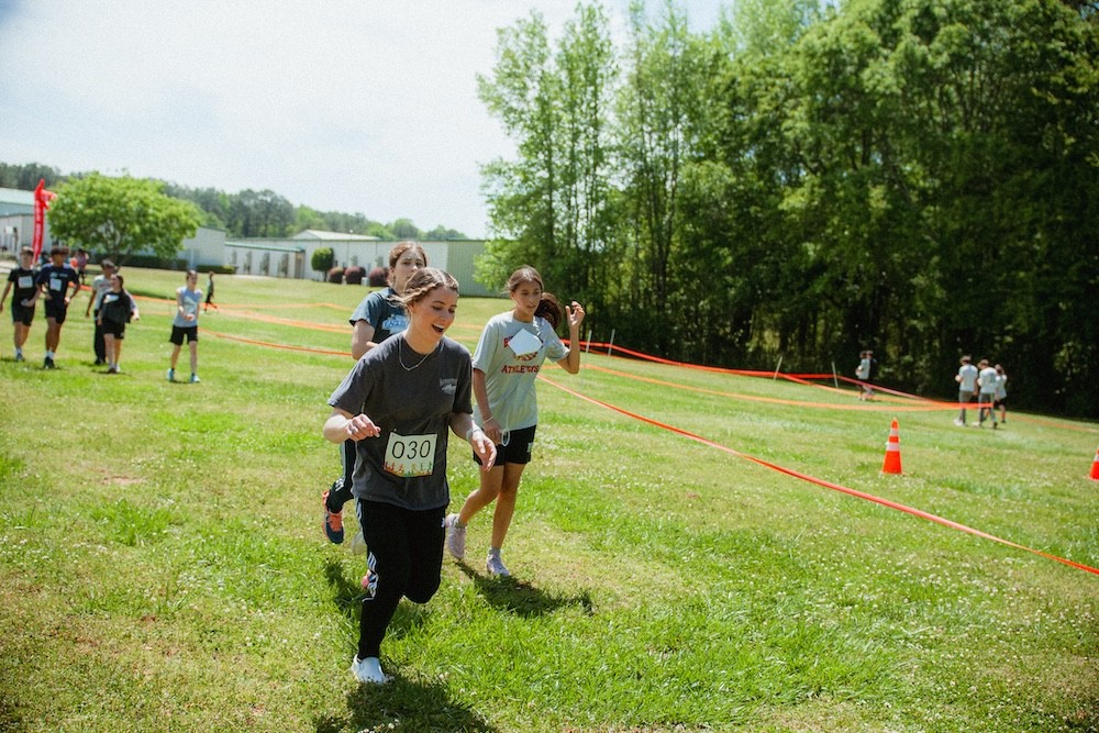 A group of girls running in our Jog-a-Thon