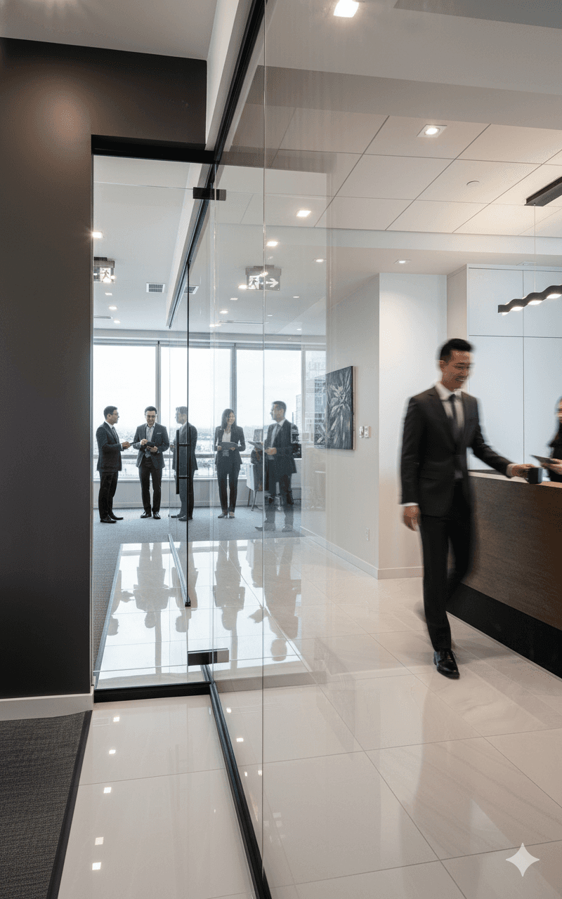 Lawyer looking at client