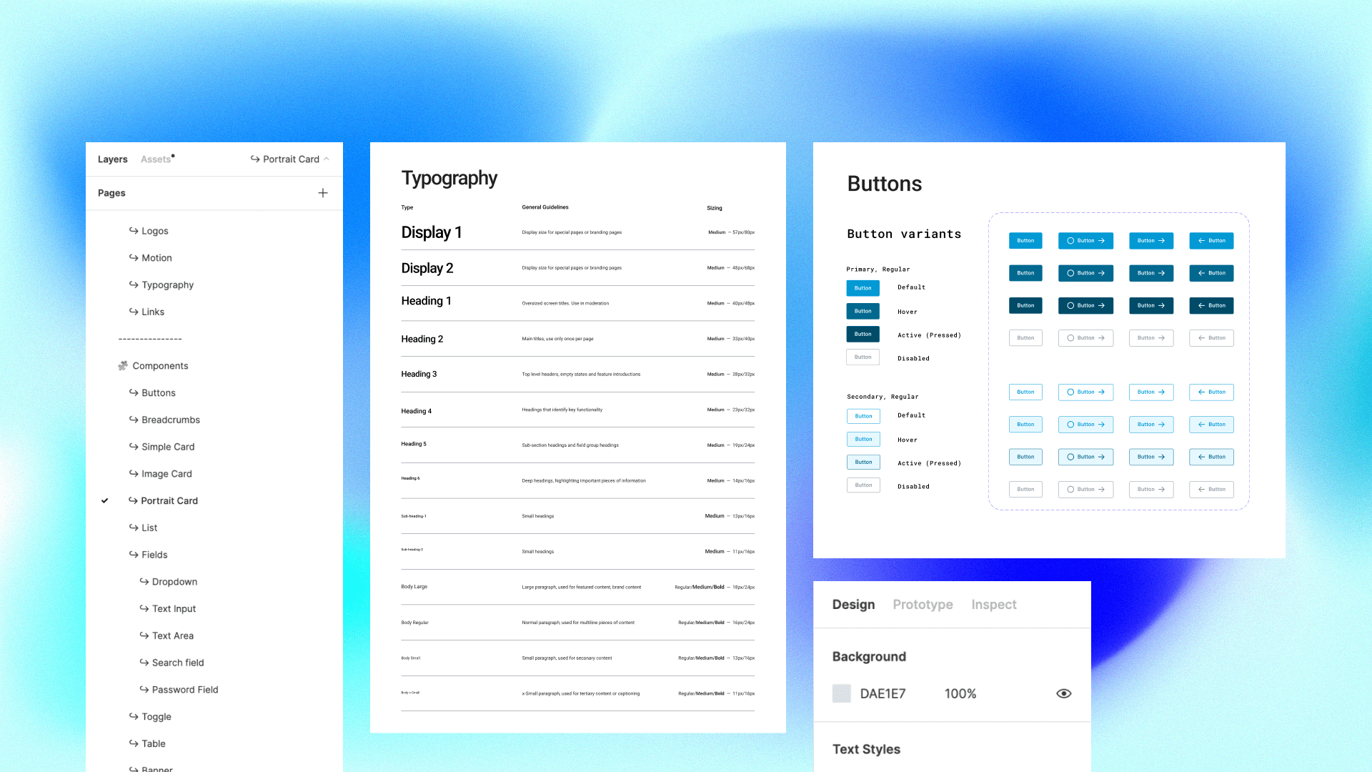 RepairPal design system button, typescale, and figma library