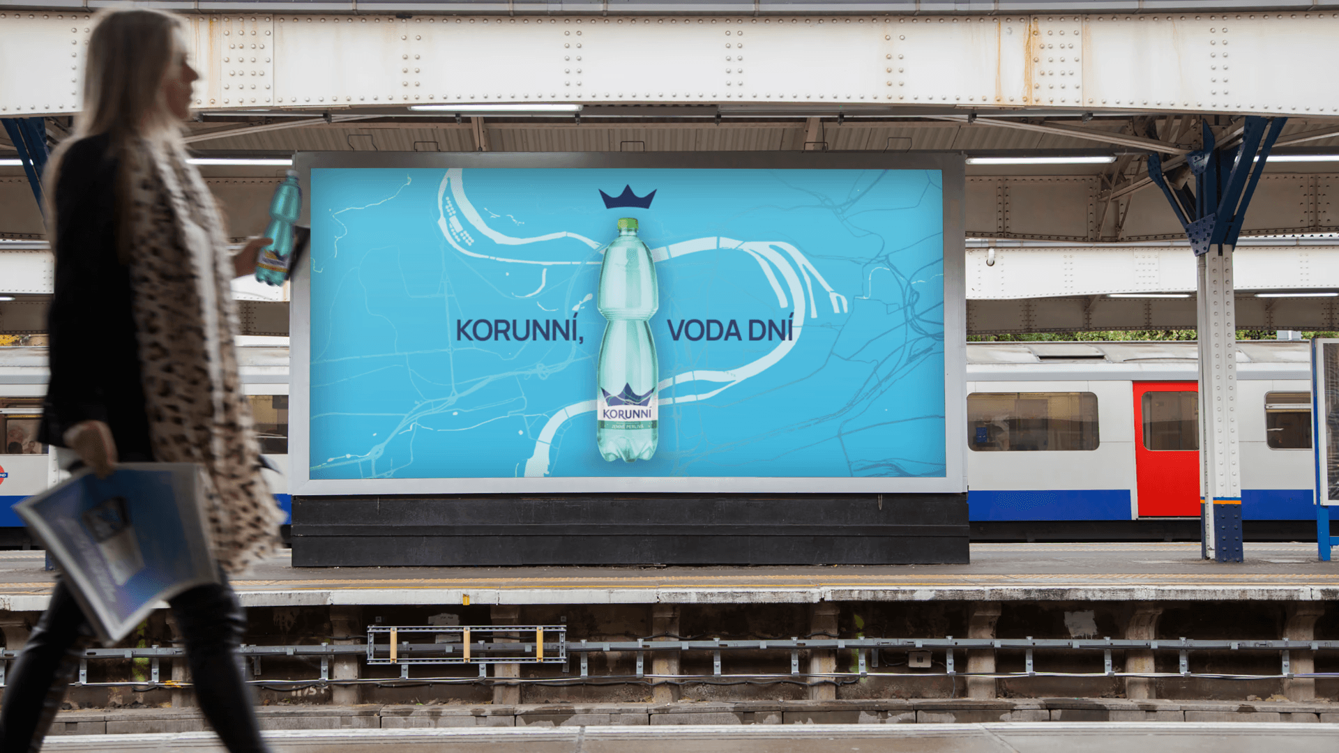 Korunní mineral water rebrand across bottles and brand communication