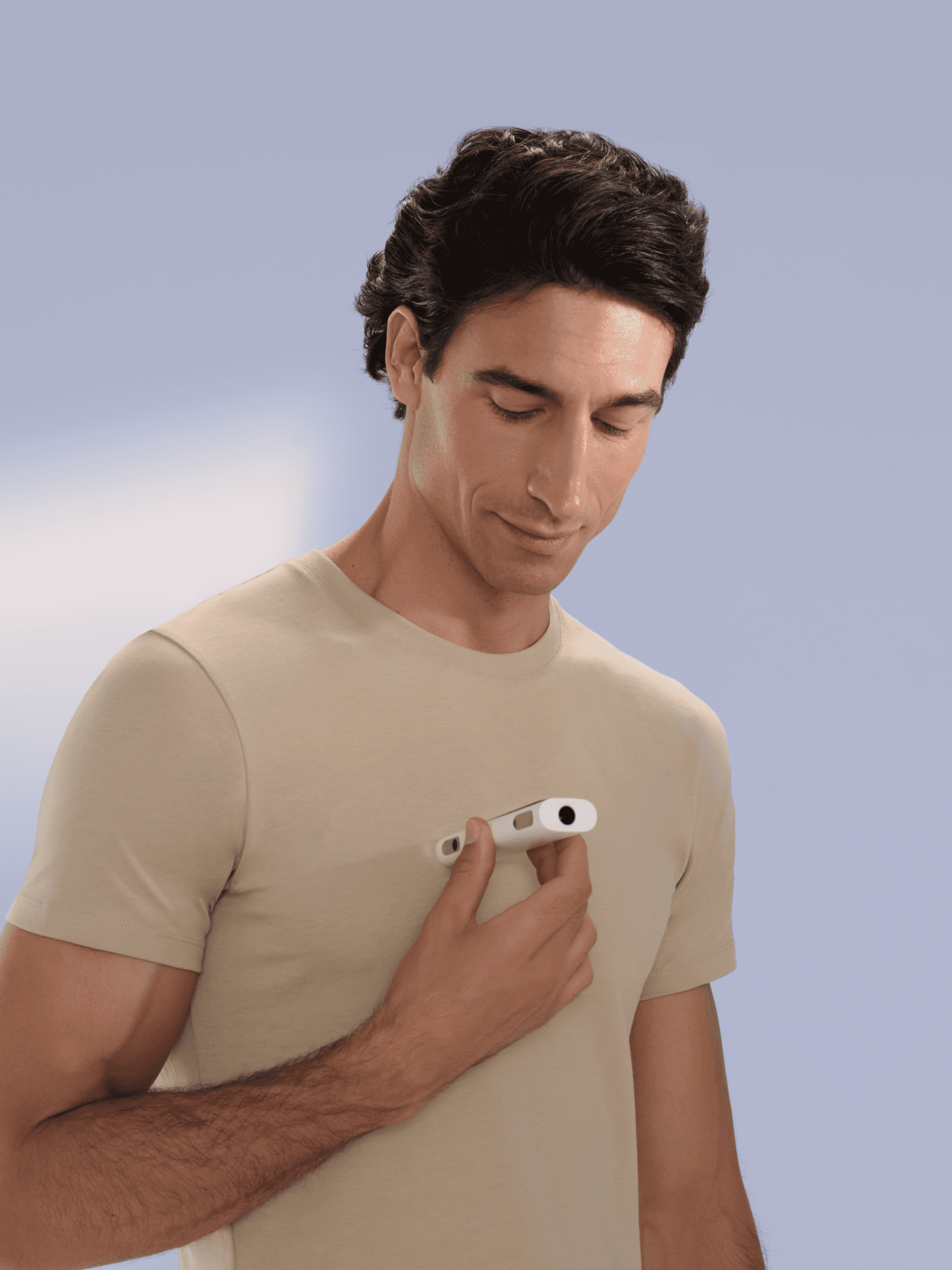 Production oversight for BeamO campaign, lifestyle photography of digital stethoscope heart monitoring.