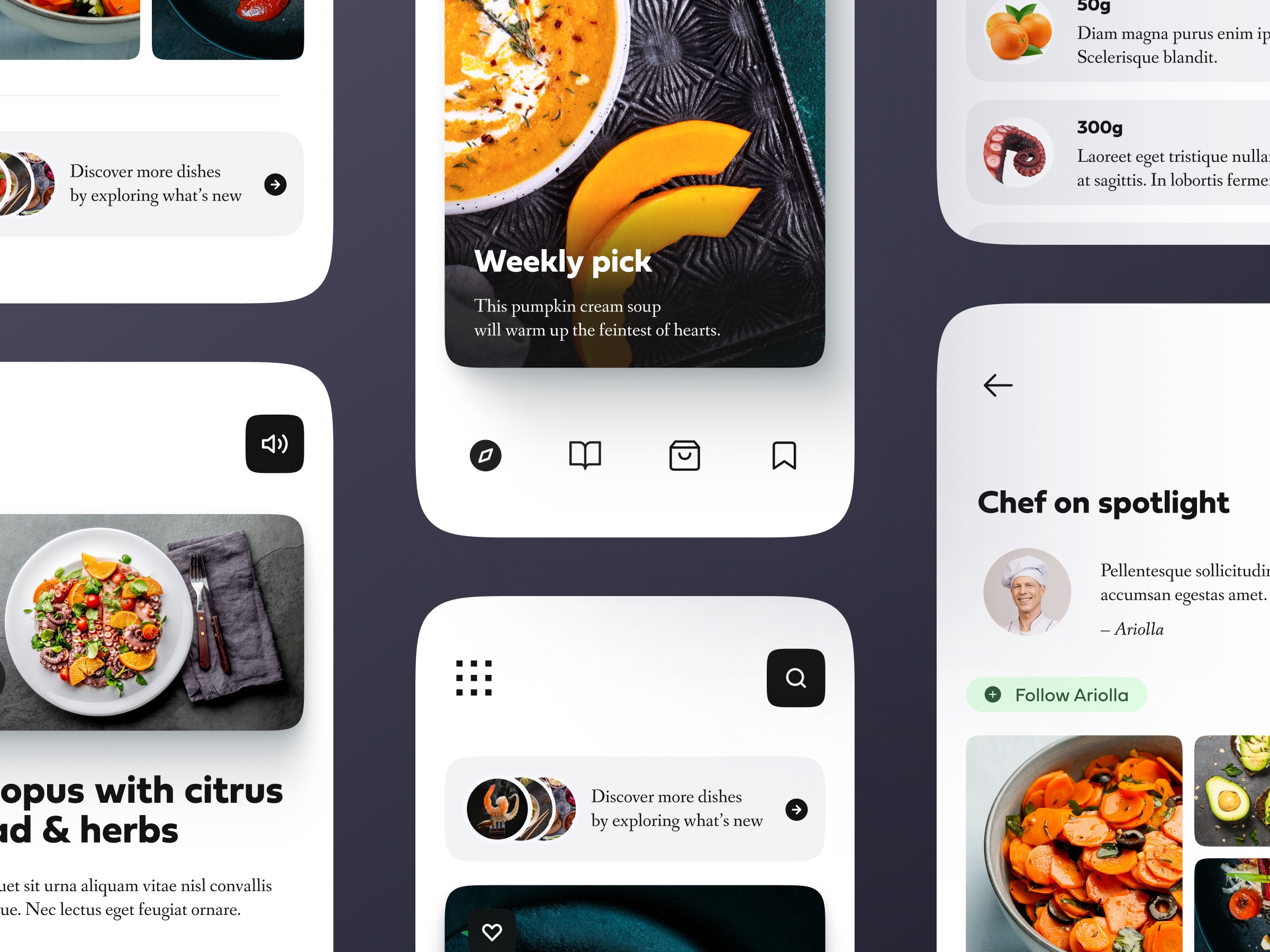 mobile app ui for restaurant and recipes figma free