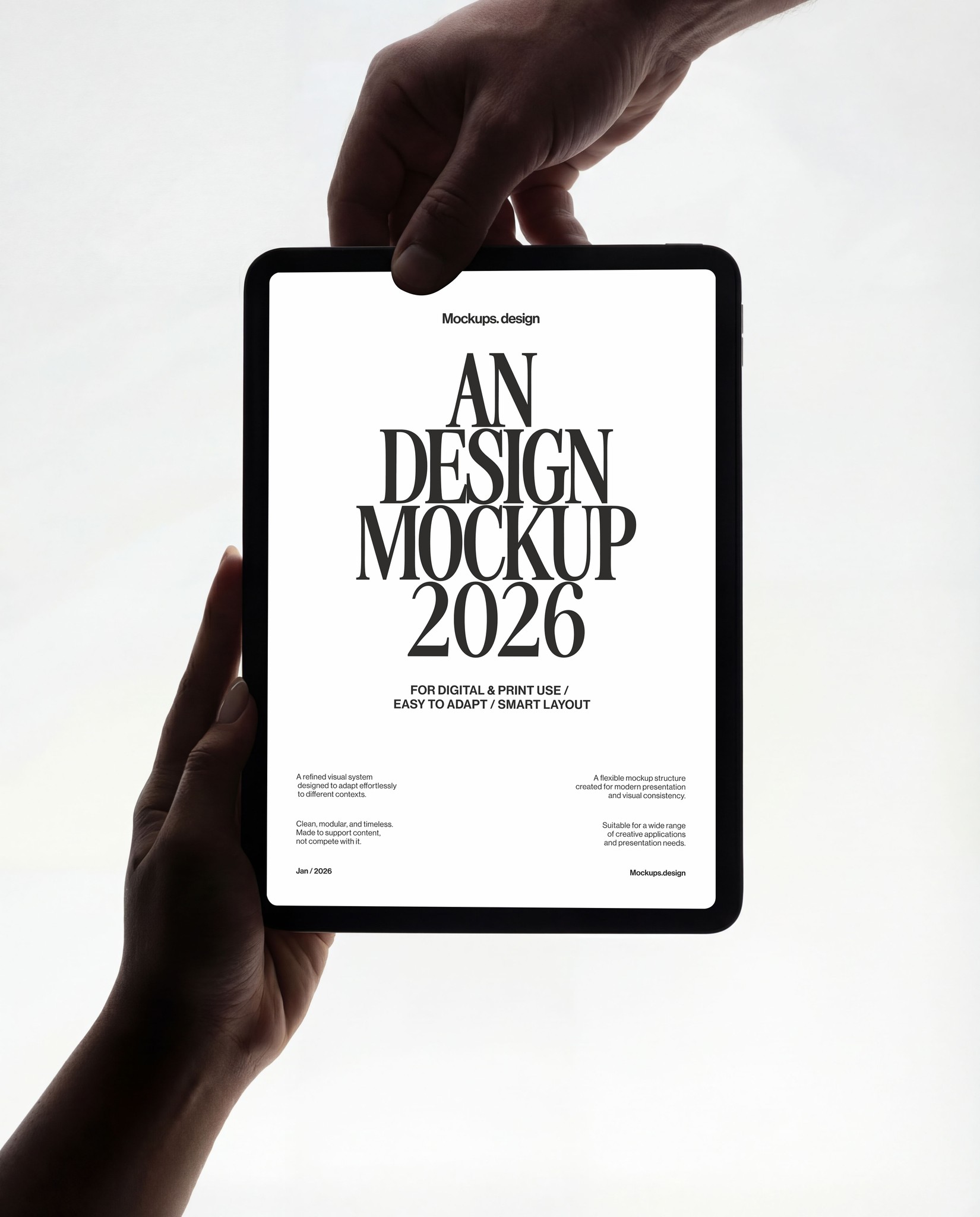 iPad mockup with minimal clean background, professional scene