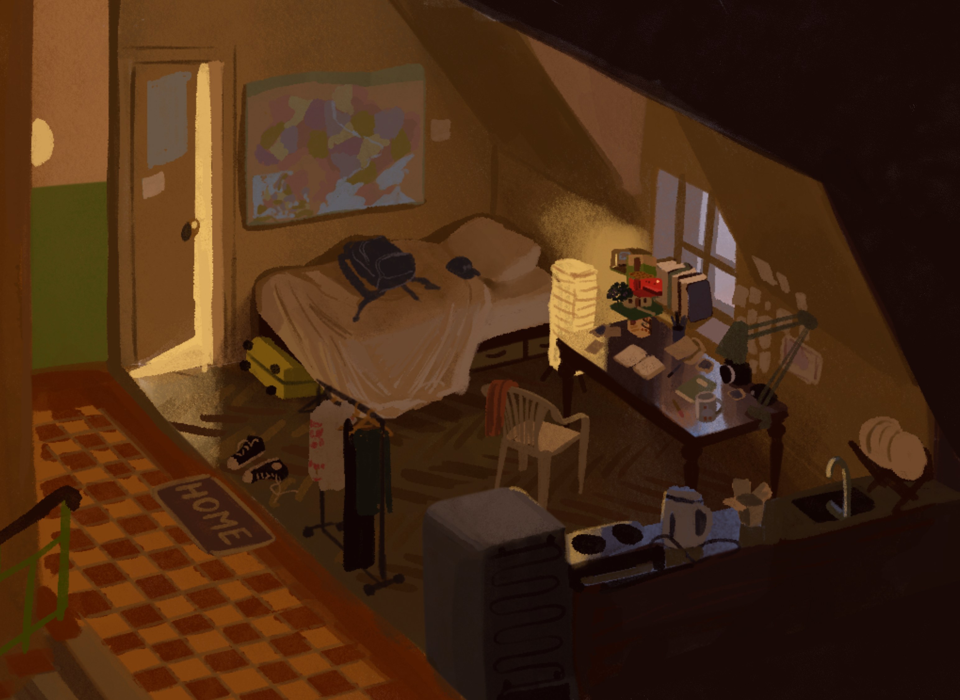 Yuliia’s room. Concept art by Lia Mchedlishvili