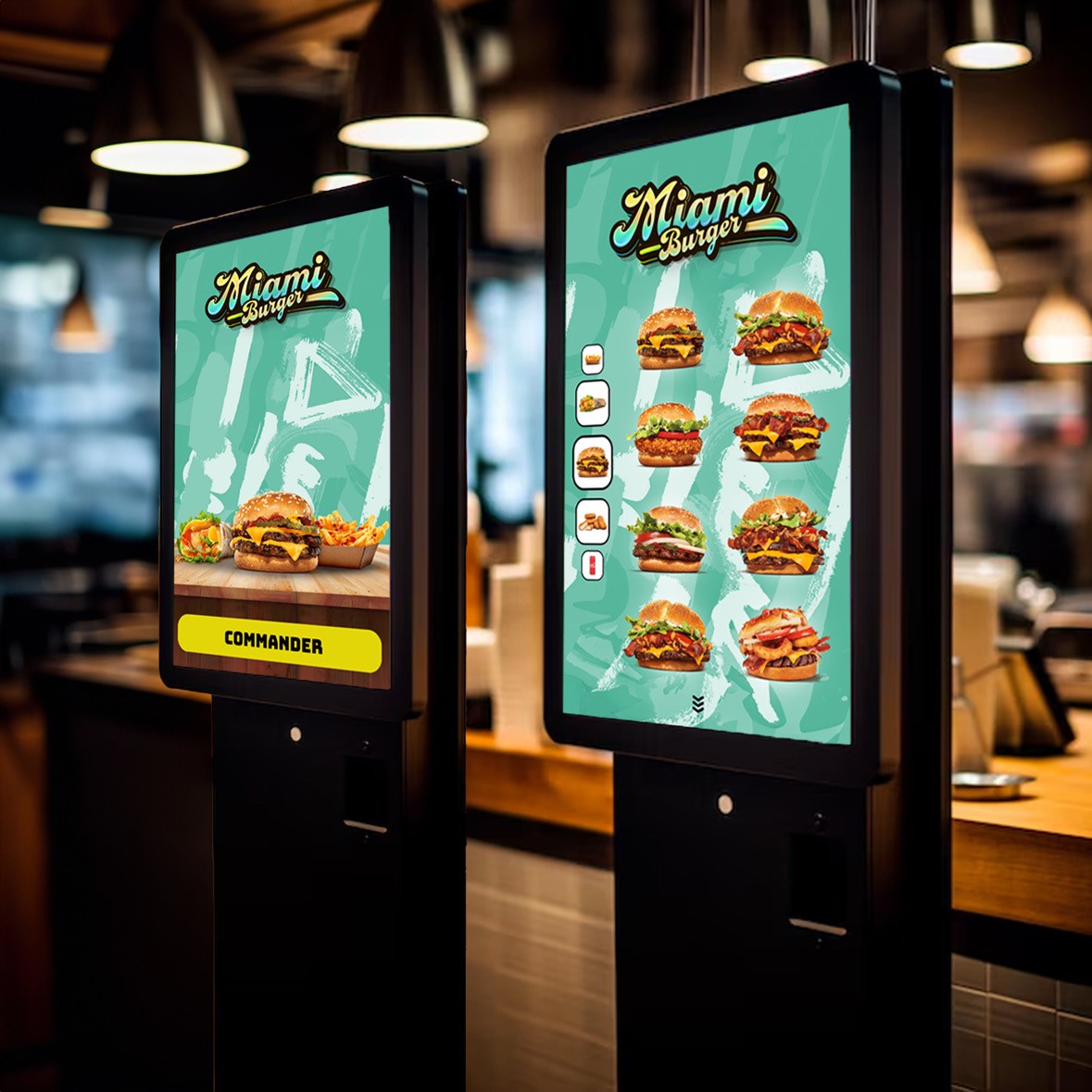 Modern bathroom featuring a walk-in shower, wooden vanity, round mirror, and elegant marble tiles.