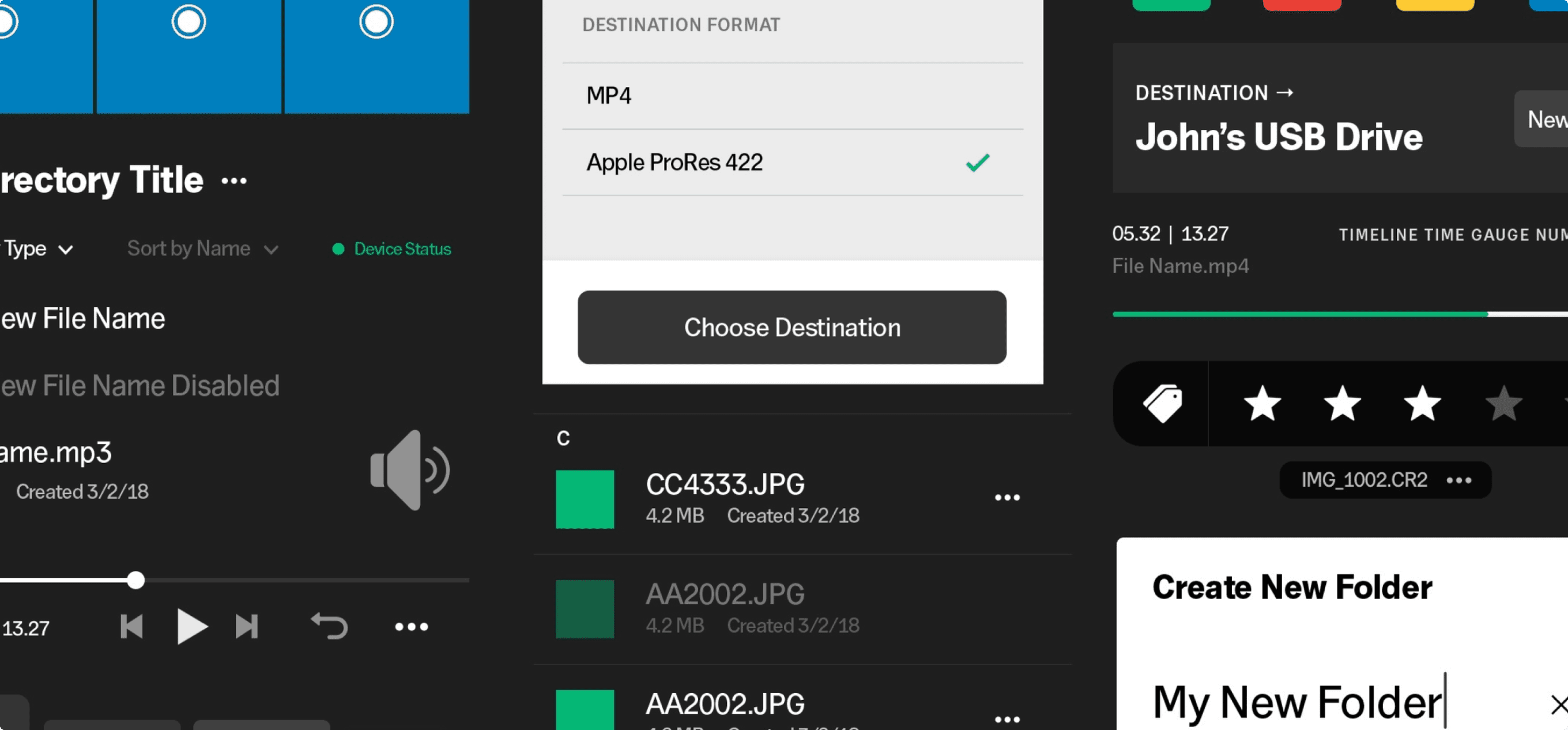 Collage of GNARBOX interface component library assets.