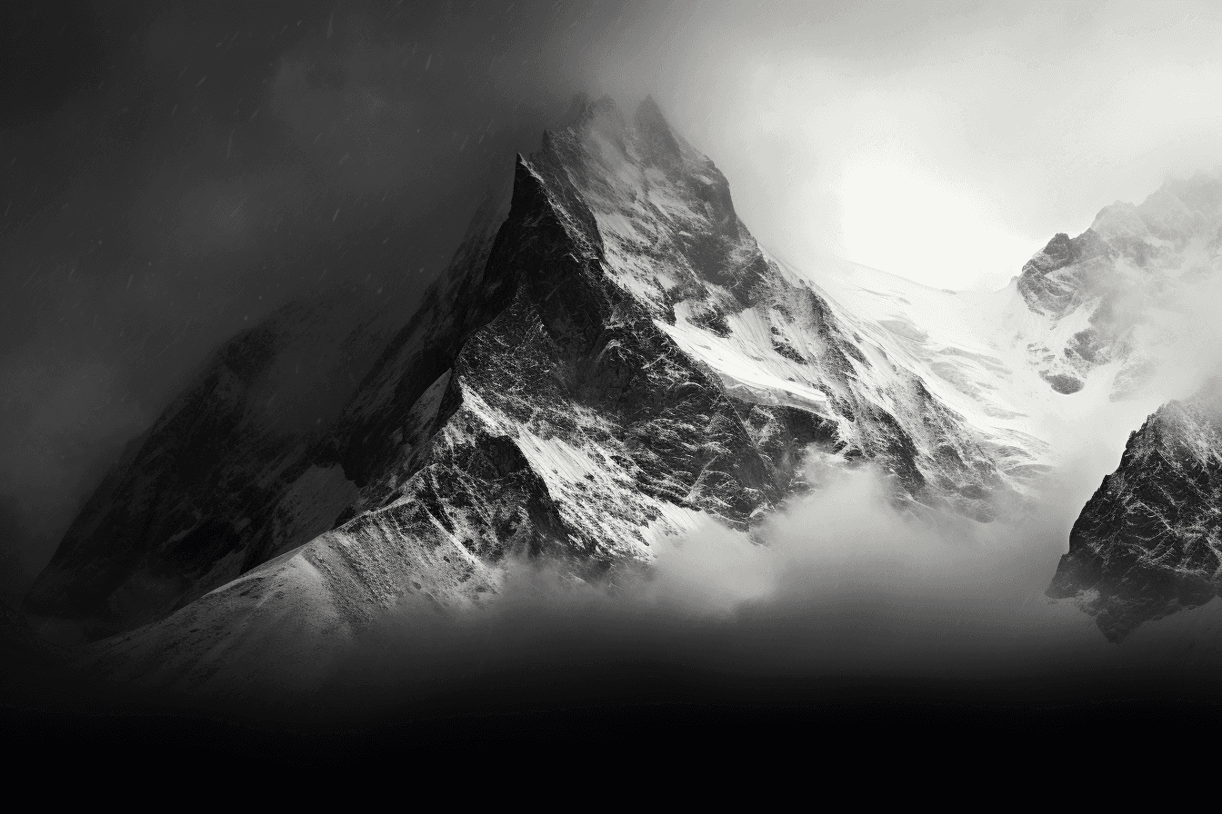 Image of dark mountain with fog