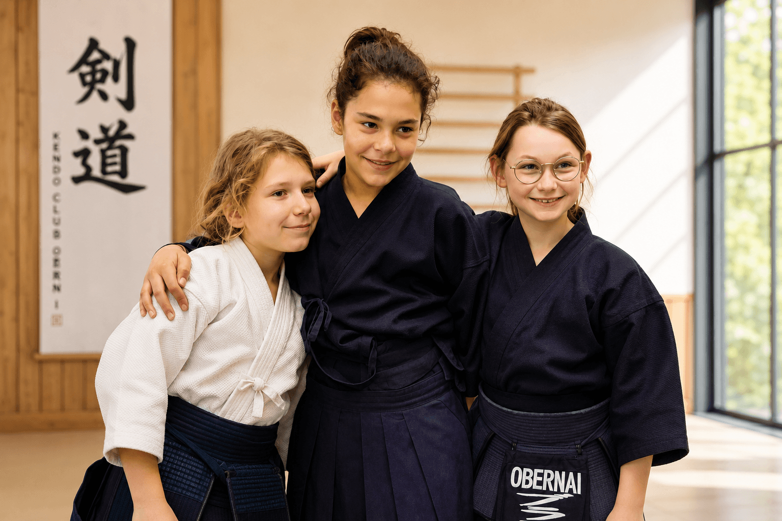 Jeunes pratiquantes de Kendo réunies au dojo.