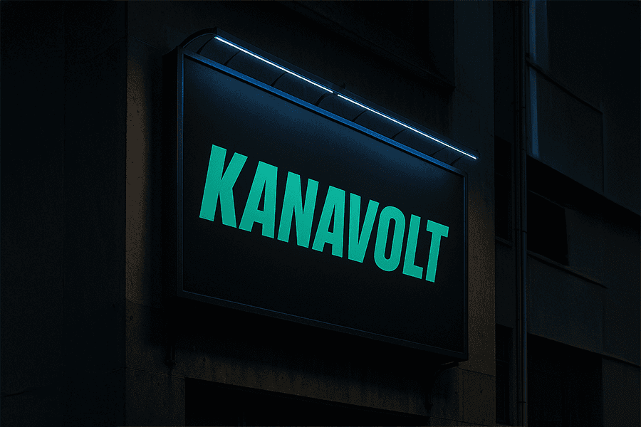 A hoarding that reads "Kanavolt"