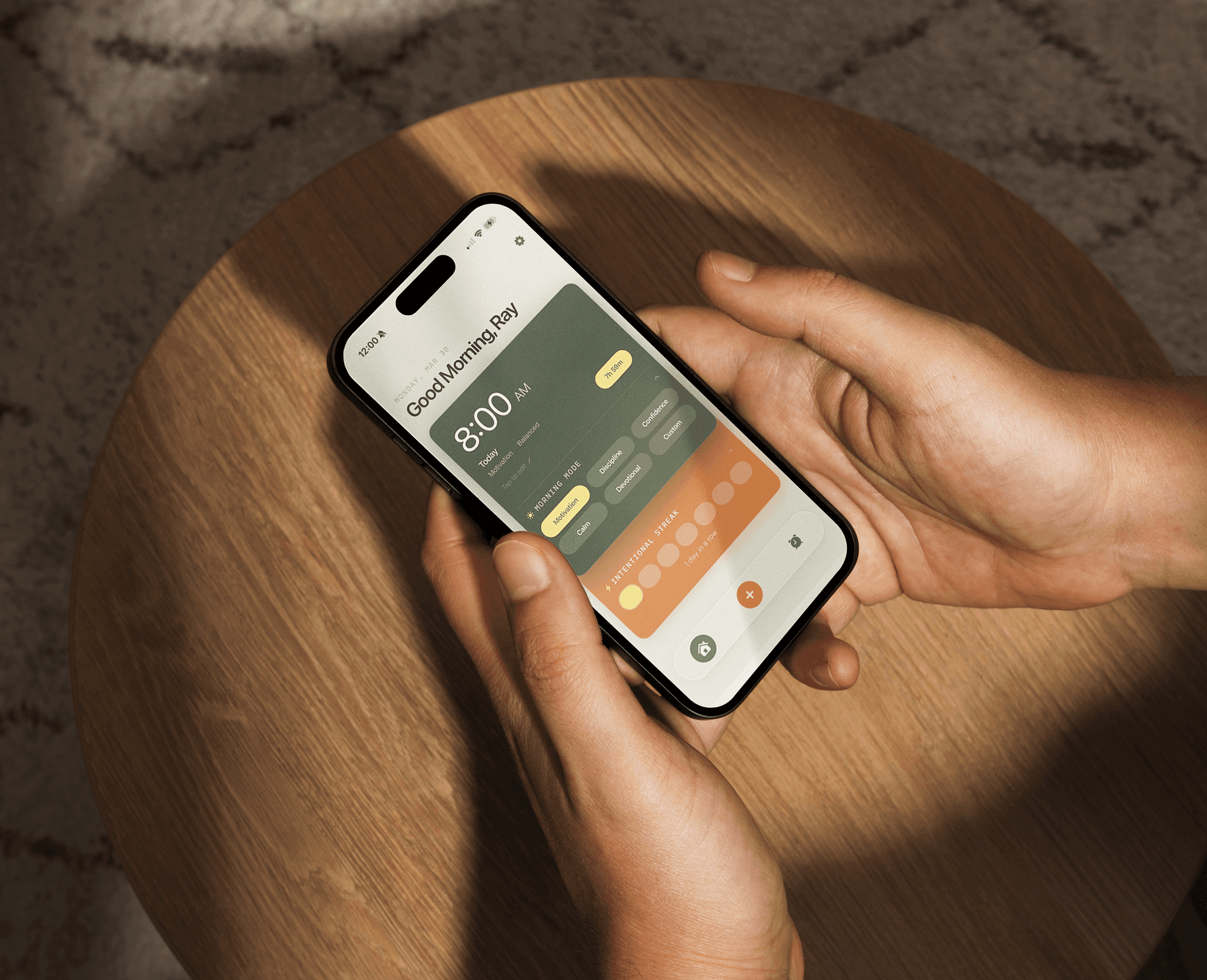 A mockup of Awaken's mobile app