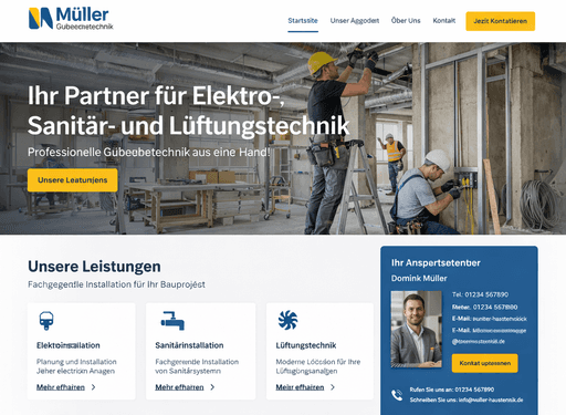 Handwerker Website: Elektrik, Sanitär, HVAC
