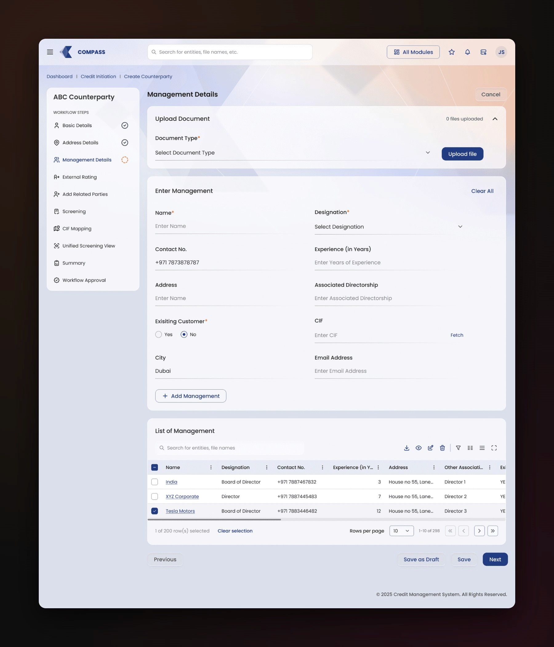 Mashreq Bank Credit Initiation: High-fidelity design (5 of 5)