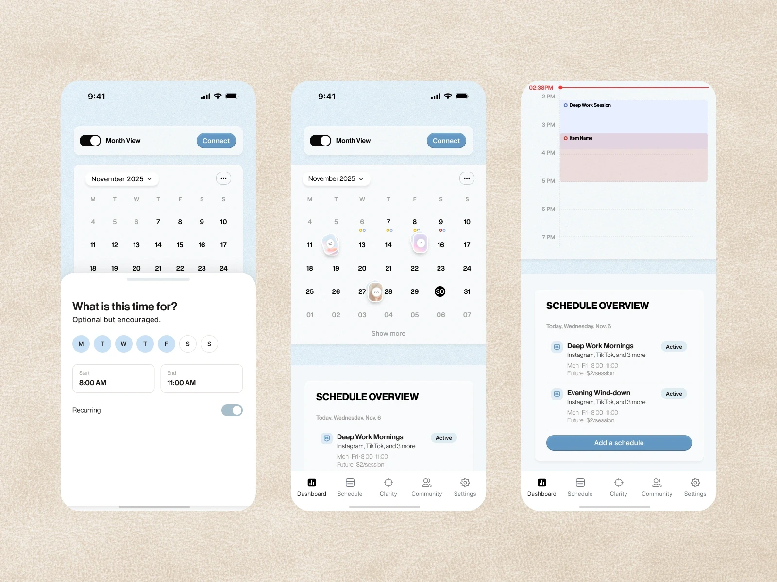 Tithe — Calendar screen