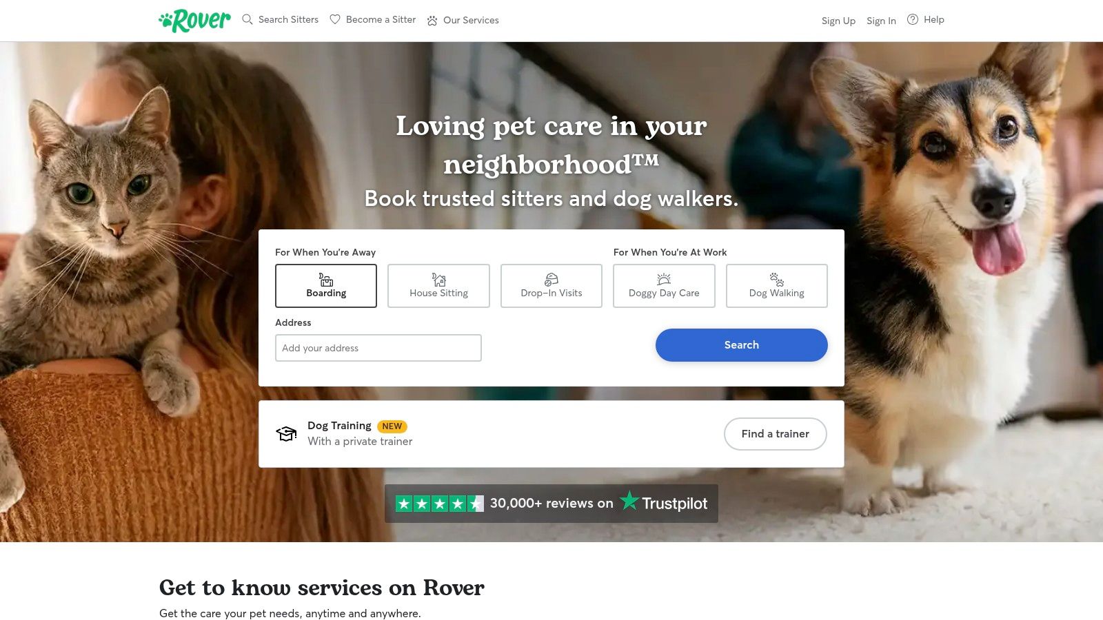 Rover (Pet Sitting & Dog Walking)