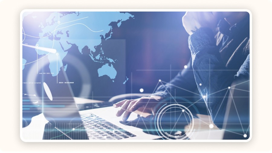 Person working on a laptop