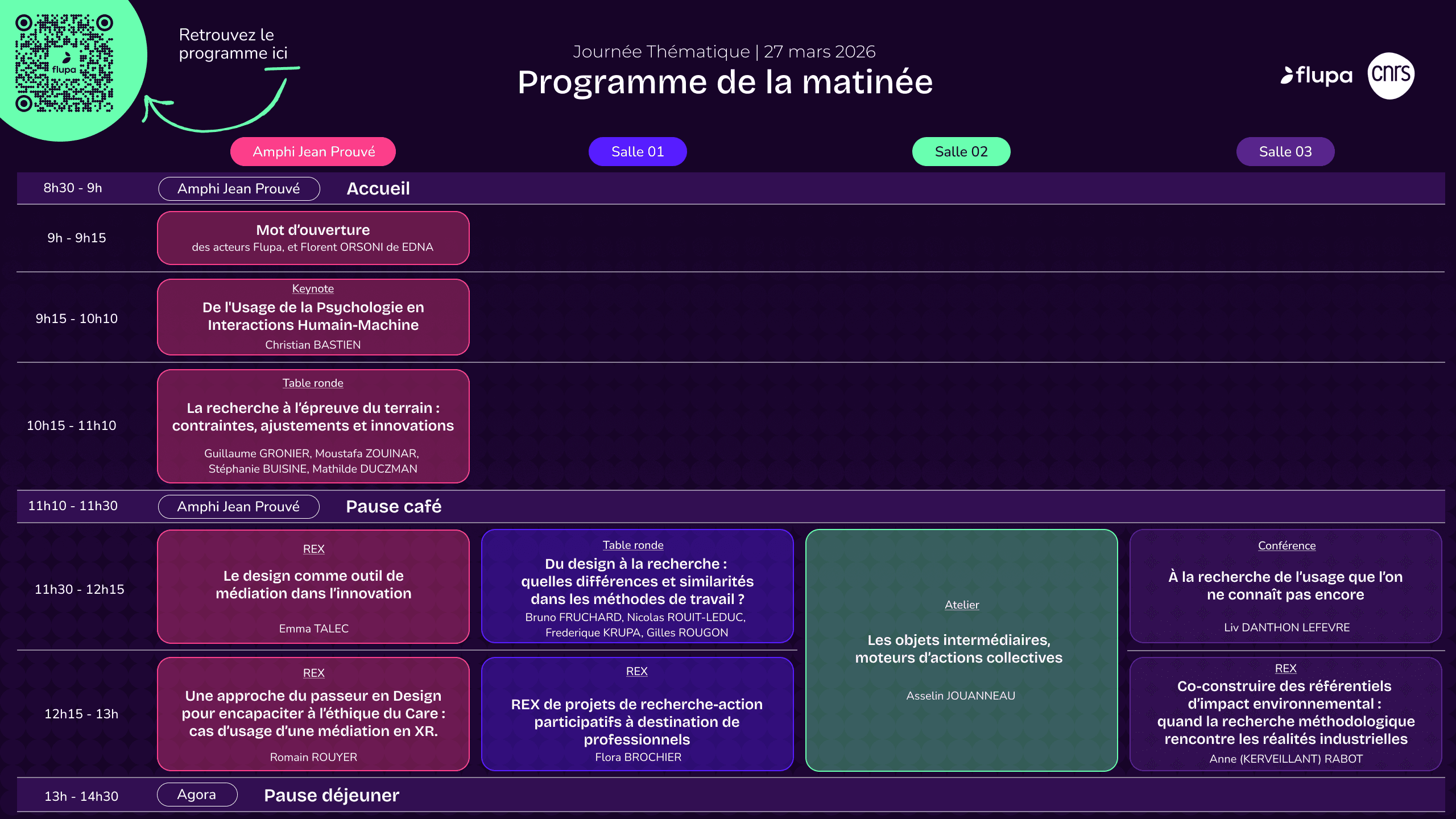 Affichage numérique du programme de la journée, à destination d'un écran dans le hall de l'école