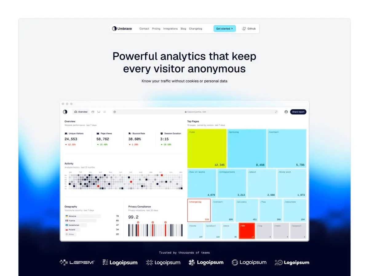 gallery image 1 of the umbrave framer website template