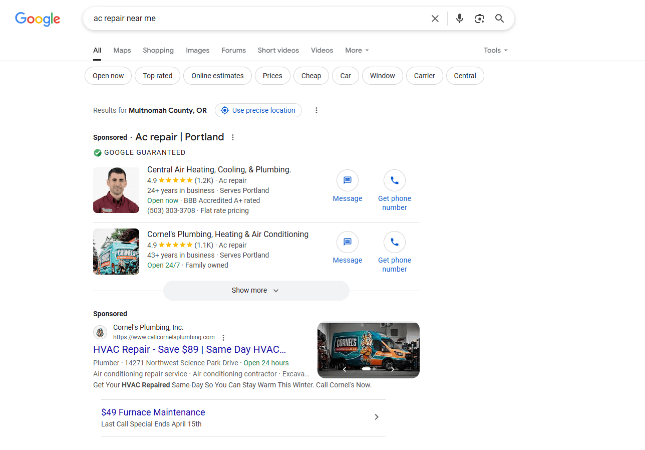 hvac google ads
