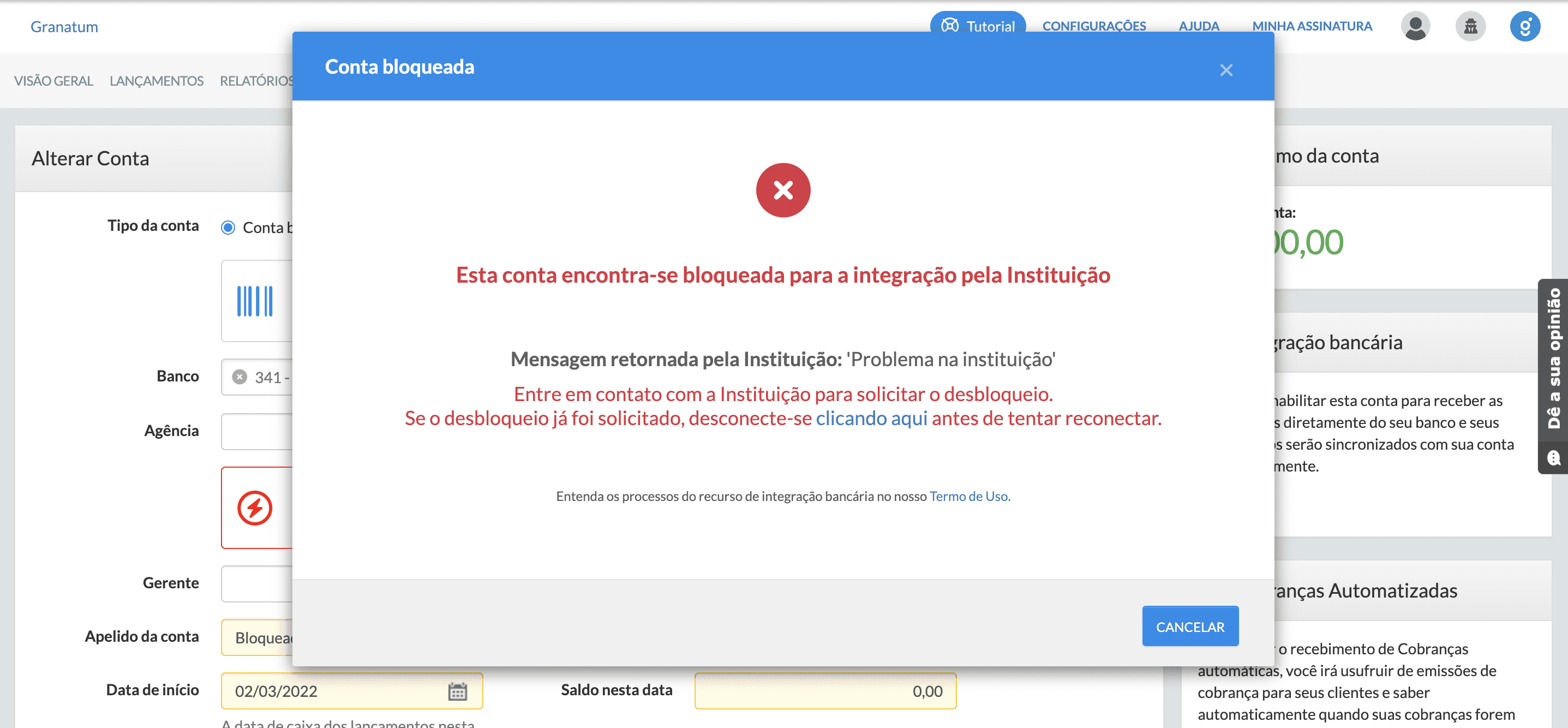 Exclusão de integrações bloqueadas ou incompletas por parte do usuário - Imagem 03