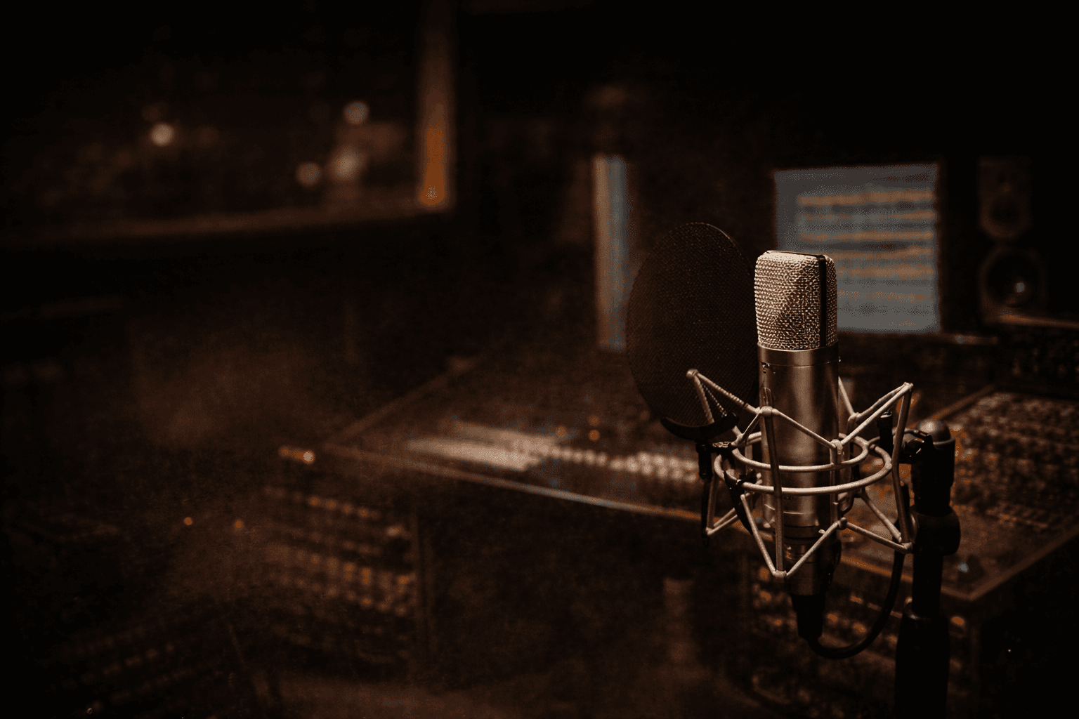 macro photography of silver and black studio microphone condenser