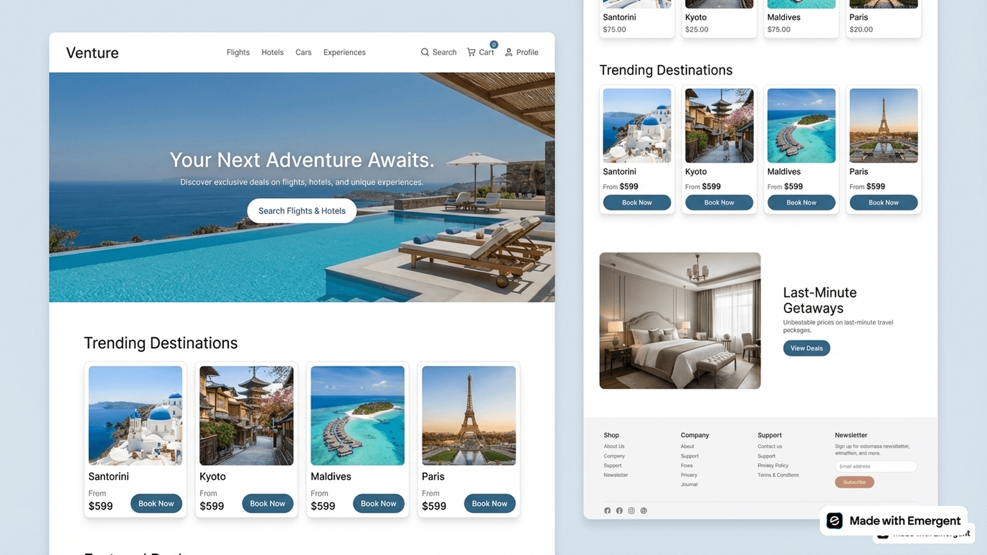 booking website made with emergent