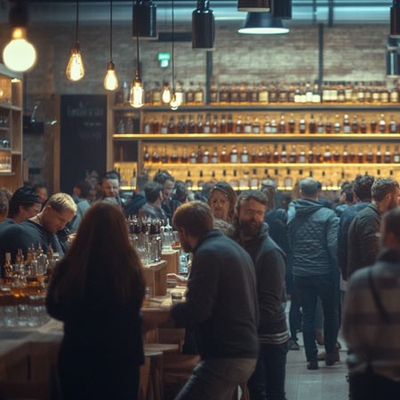 group of people at whiskey tasting event