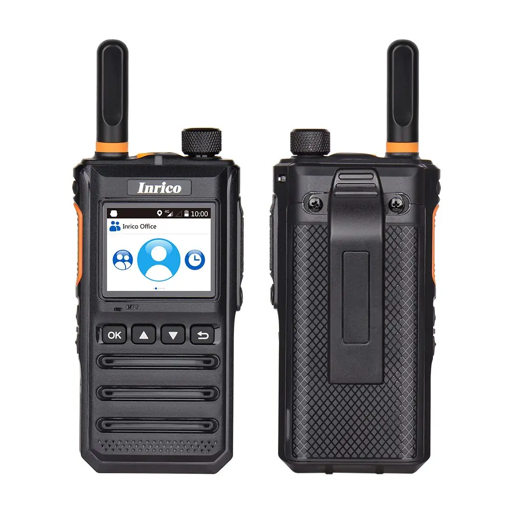 Inrico T640A slim push-to-talk radio with display, front and back