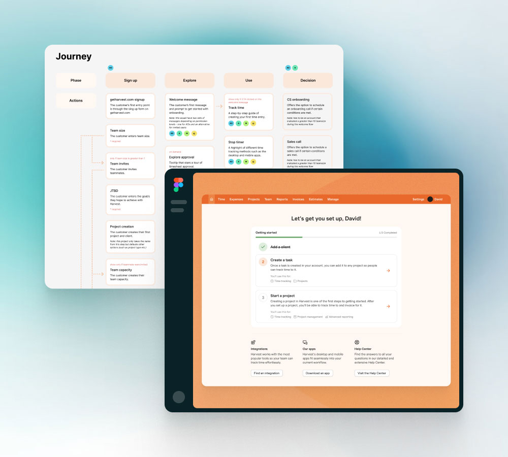 SaaS onboarding user flow and desgn in Figma