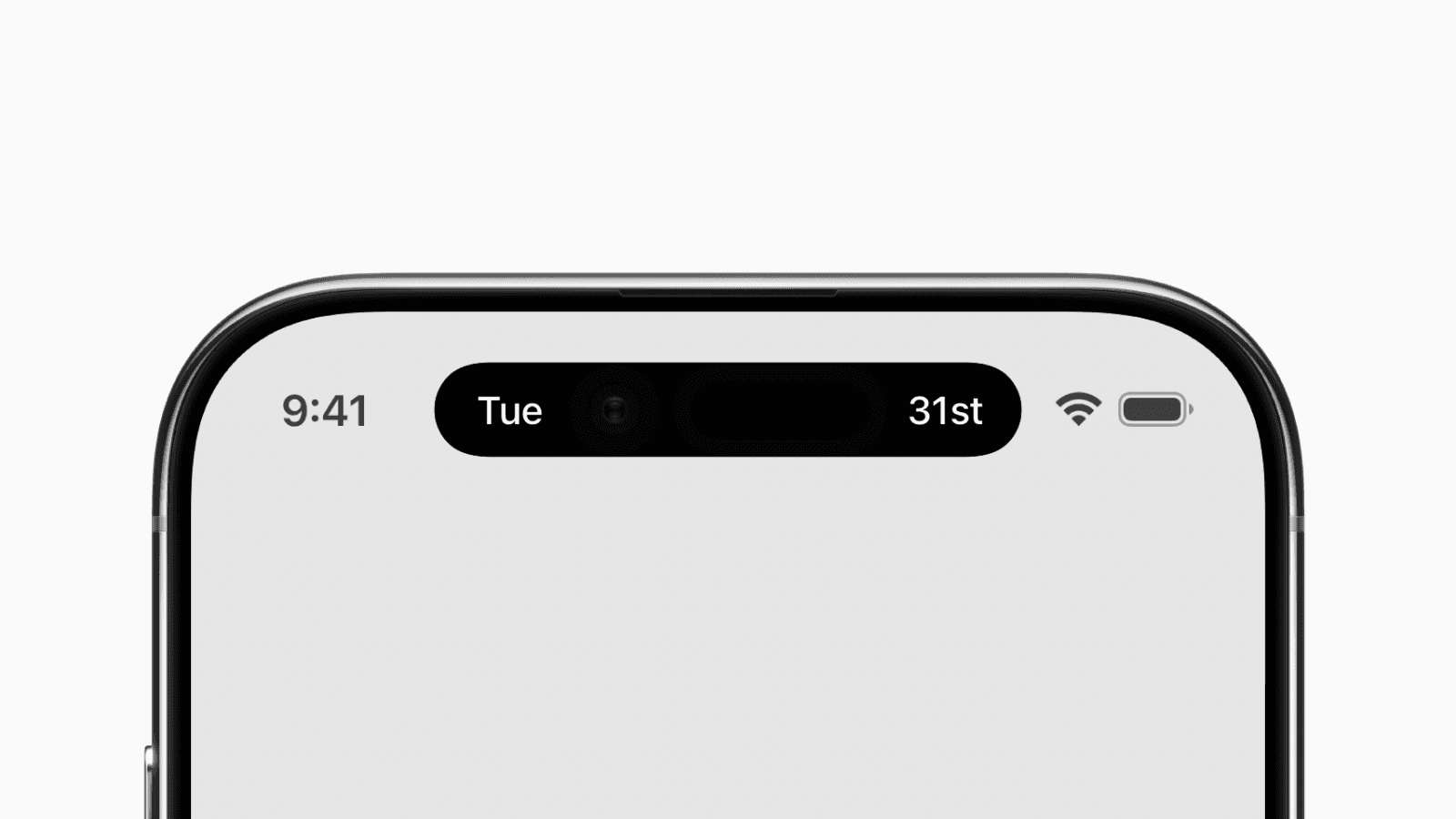 An iPhone dynamic island displaying today's date