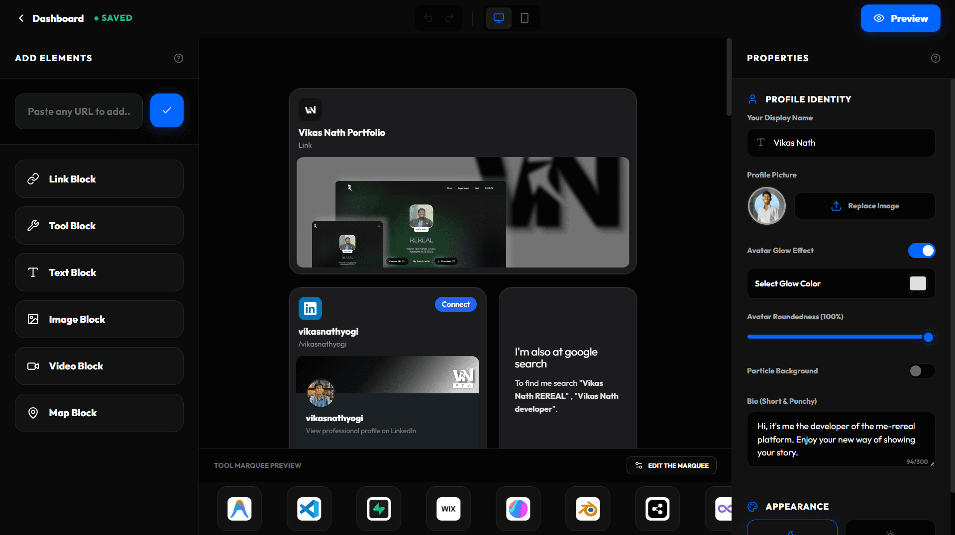 Editor page of me-rereal website