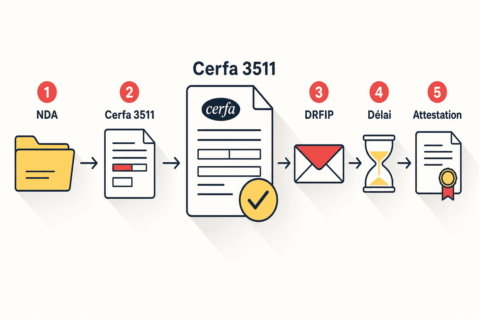 Schéma des étapes de la demande d'exonération TVA via le formulaire Cerfa 3511 pour un organisme de formation