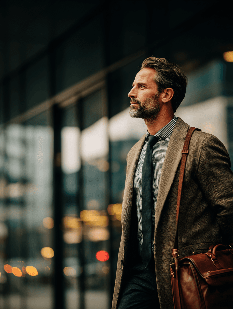 Professional emerging from train/metro station