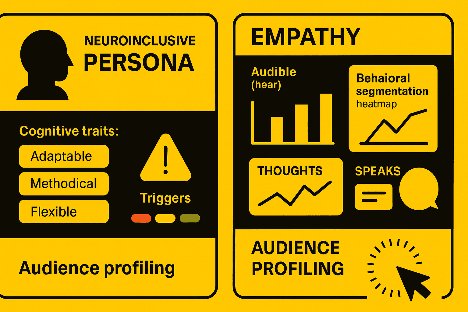 AI-assisted workflow showing neuroinclusive persona creation and empathy mapping