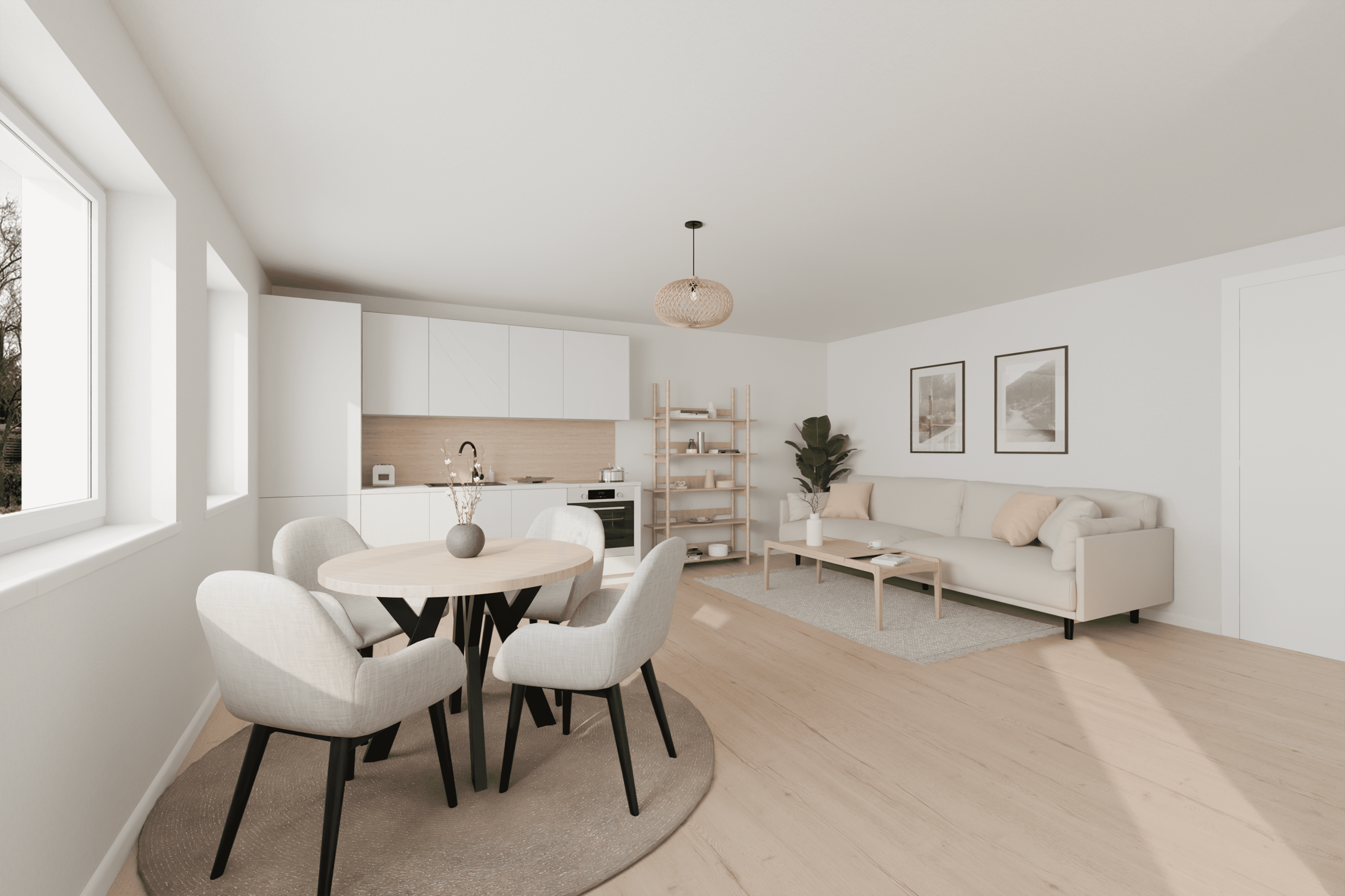 Renoviertes Zimmer mit zwei Fenstern im Wohnprojekt Goethestraße, lichtdurchflutet