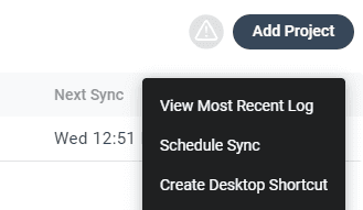 360 Sync desktop view recent log