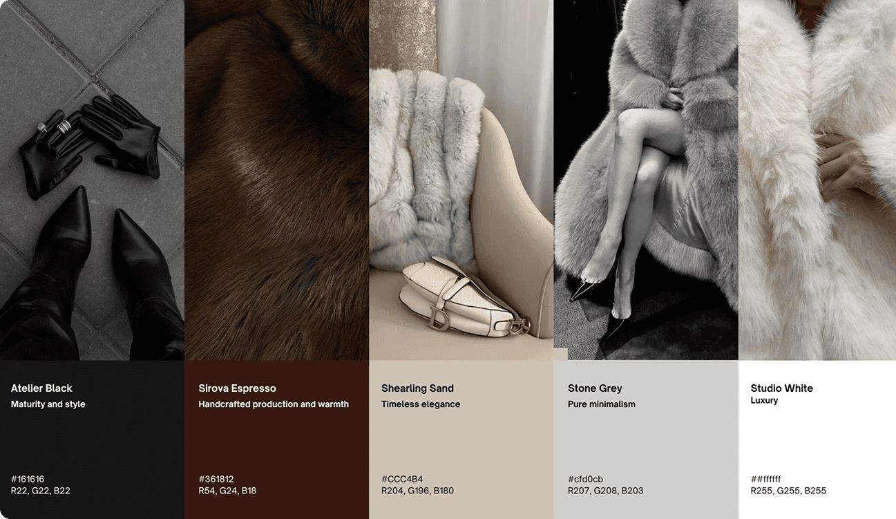 Fine Furs luxury fashion rebrand across atelier identity and packaging