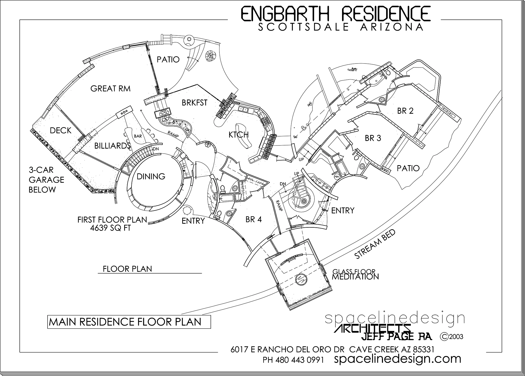 Floor plan of Engbarth Residence in Scottsdale, by SpaceLineDesign Architects.