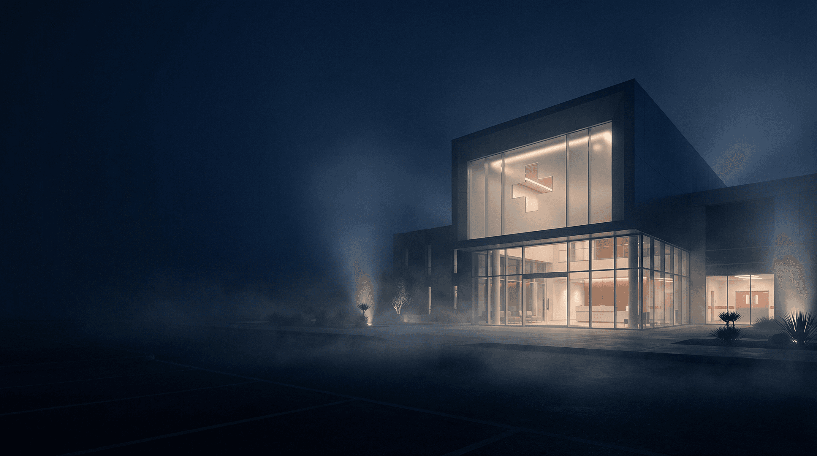 H-OS Hospital Architecture at Dusk