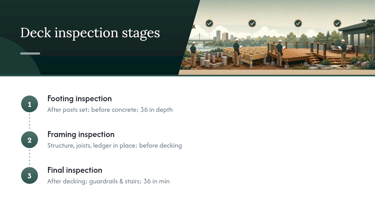 Three stages of deck inspection