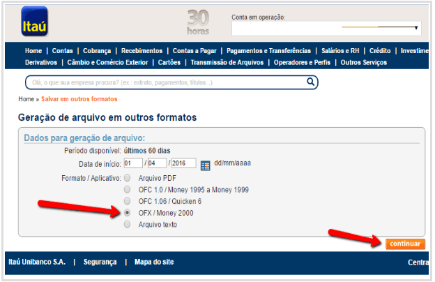 Como exportar o extrato bancário em arquivo OFX no Itaú