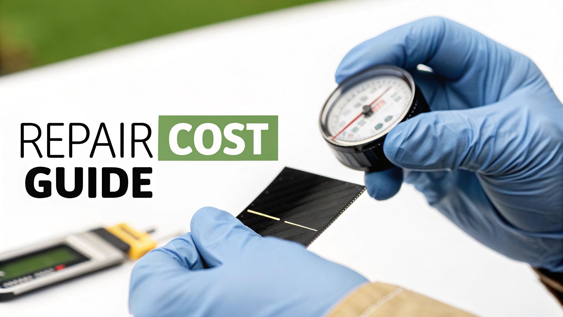 A technician repairing a chipped windshield with specialized tools.