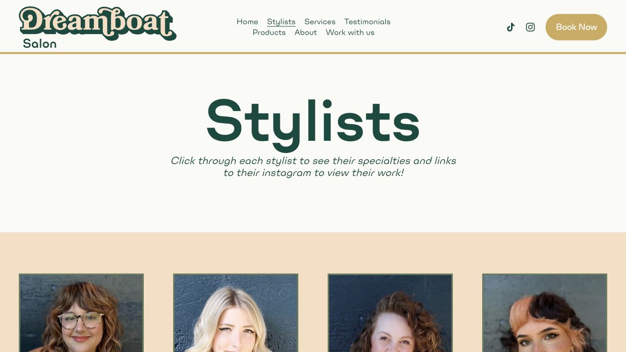 Dreamboat Salon — stylists screenshot.