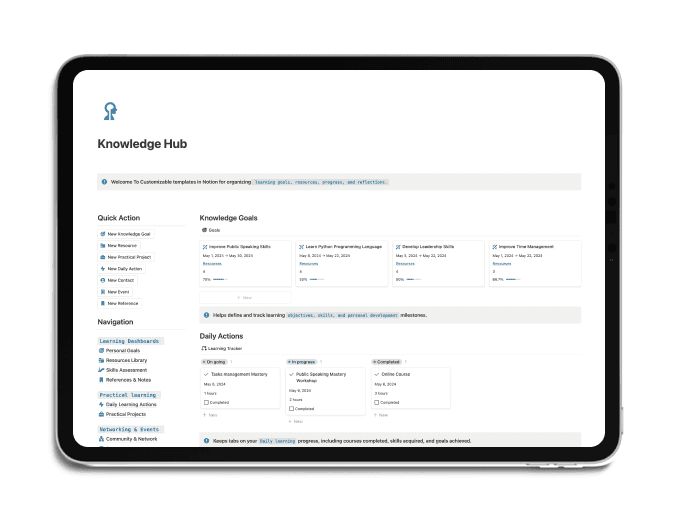 The Knowledge Hub Notion Template is your all-in-one solution for becoming a master learner.