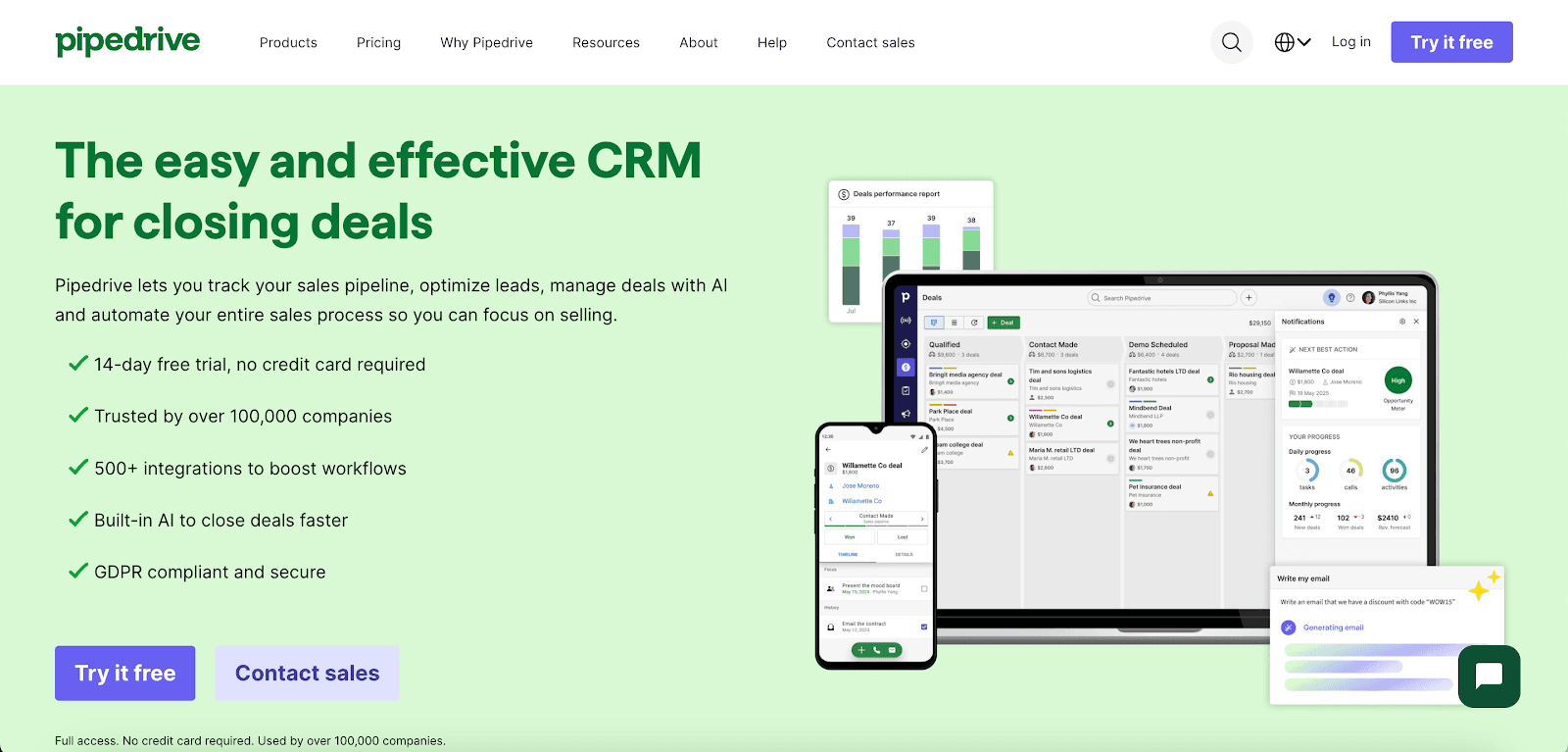 Pipedrive website homepage